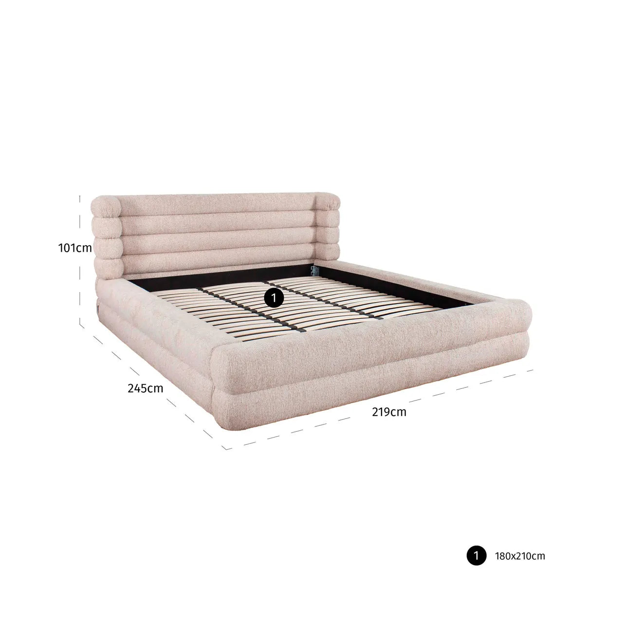 Richmond Interiors Obidis Natural Chenille Super King Size Ottoman Bed 180x210cm