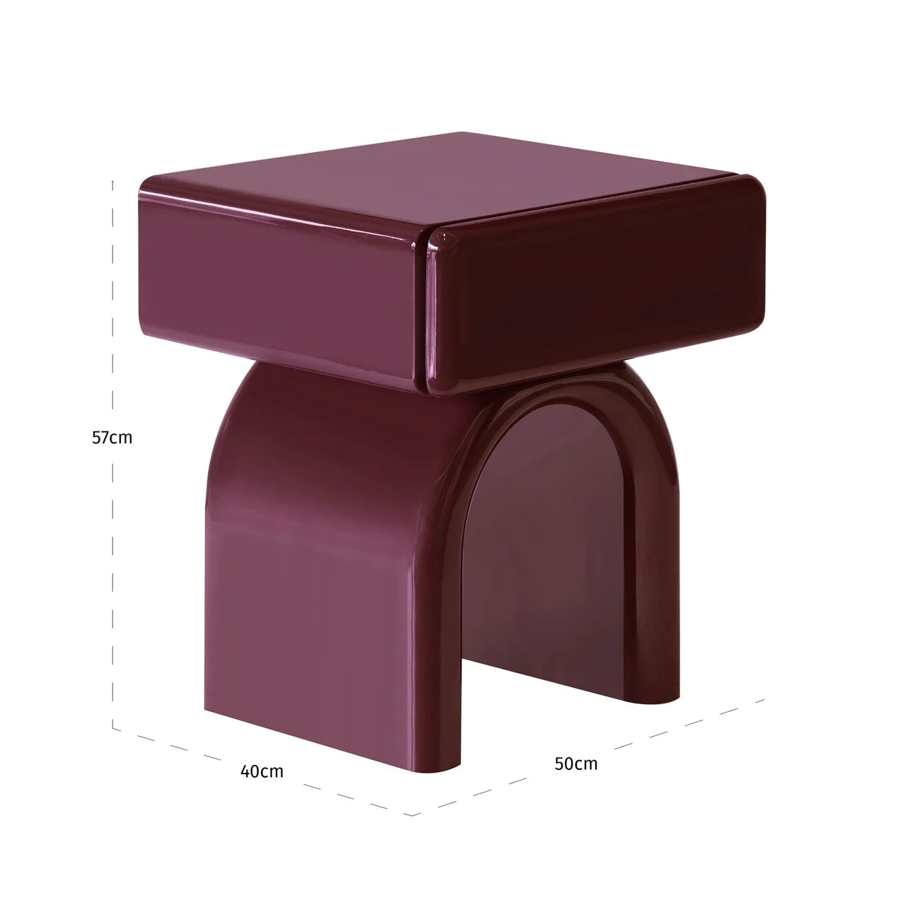 Richmond Interiors Bennet Burgundy Gloss Bedside Table