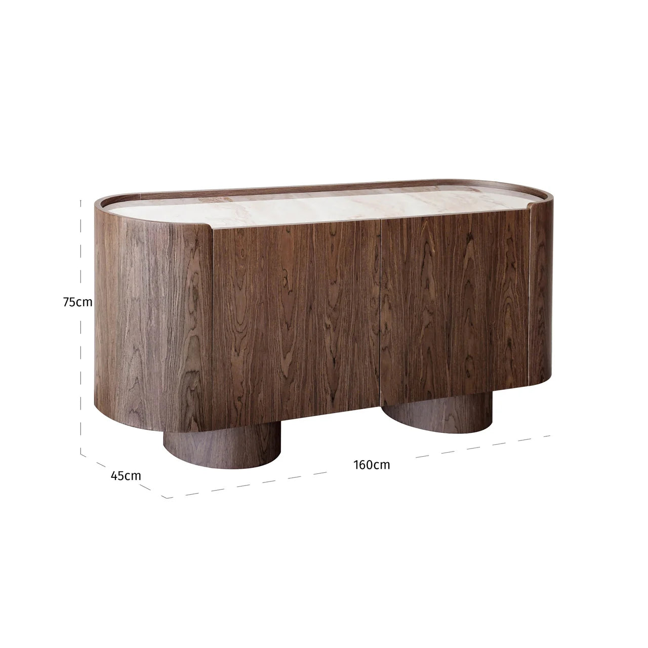 Richmond Interiors Callahan Brown Wood & Marble Sideboard