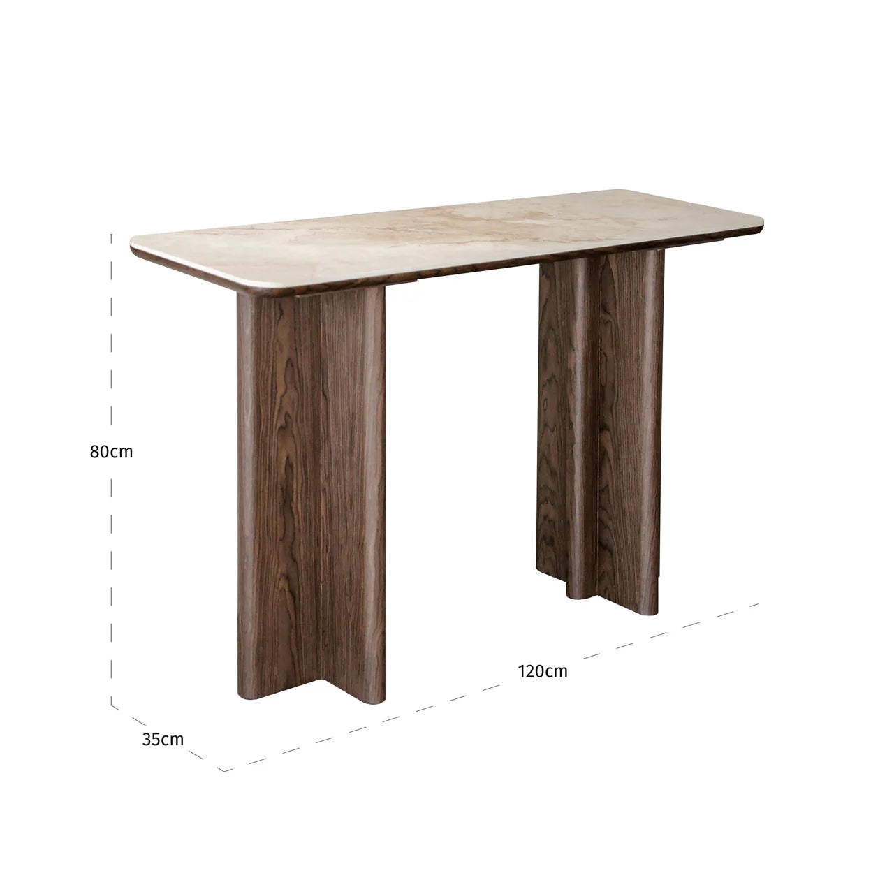 Richmond Interiors Colson Brown Wood & Marble Console Table
