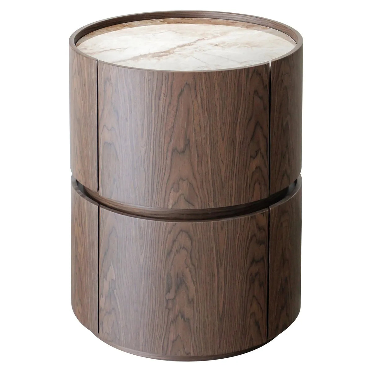 Richmond Interiors Ellery Brown Wood & Marble Round Bedside Table