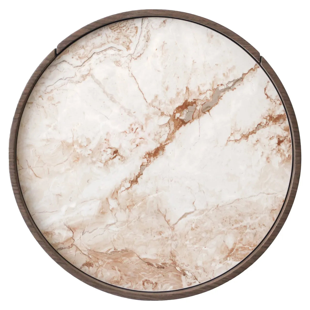 Richmond Interiors Ellery Brown Wood & Marble Round Bedside Table
