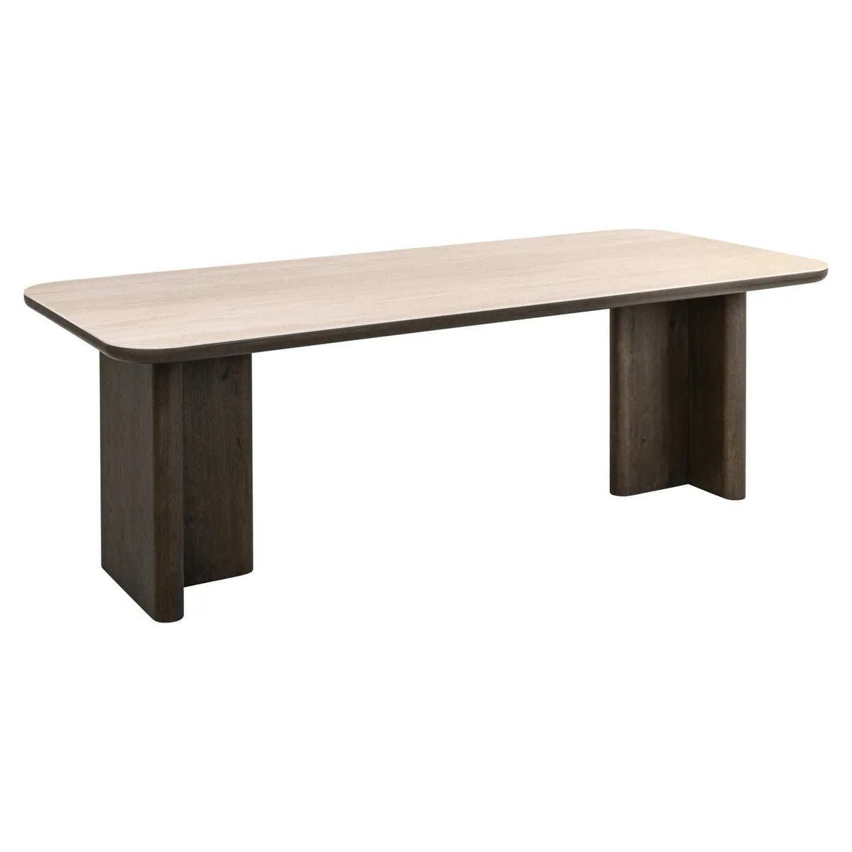 Richmond Interiors Nando Brown Oak Wood & Travertine Dining Table 230cm