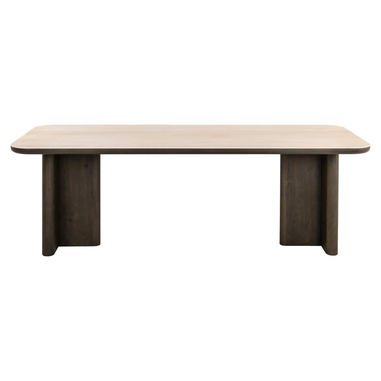 Richmond Interiors Nando Brown Oak Wood & Travertine Dining Table 230cm