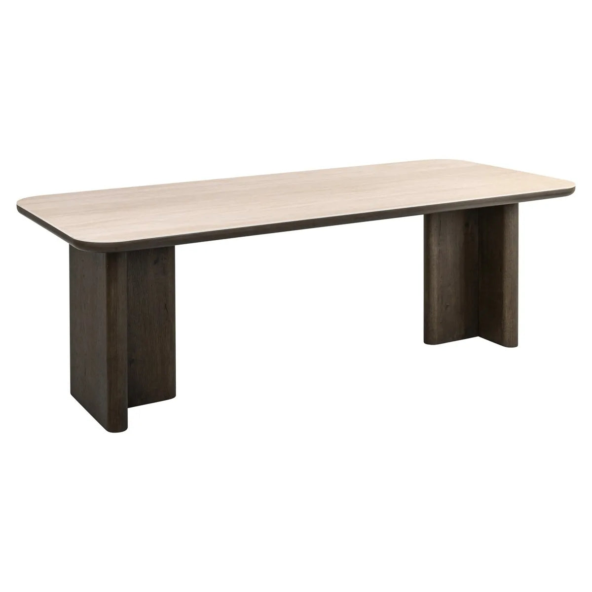 Richmond Interiors Nando Brown Oak Wood & Travertine Dining Table 270cm