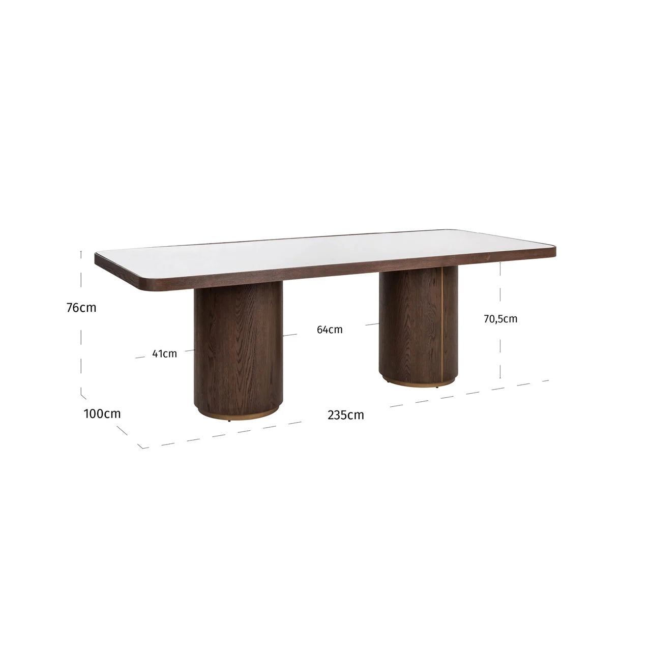 Richmond Interiors Willox Brown Oak Wood & Glass Dining Table 235cm