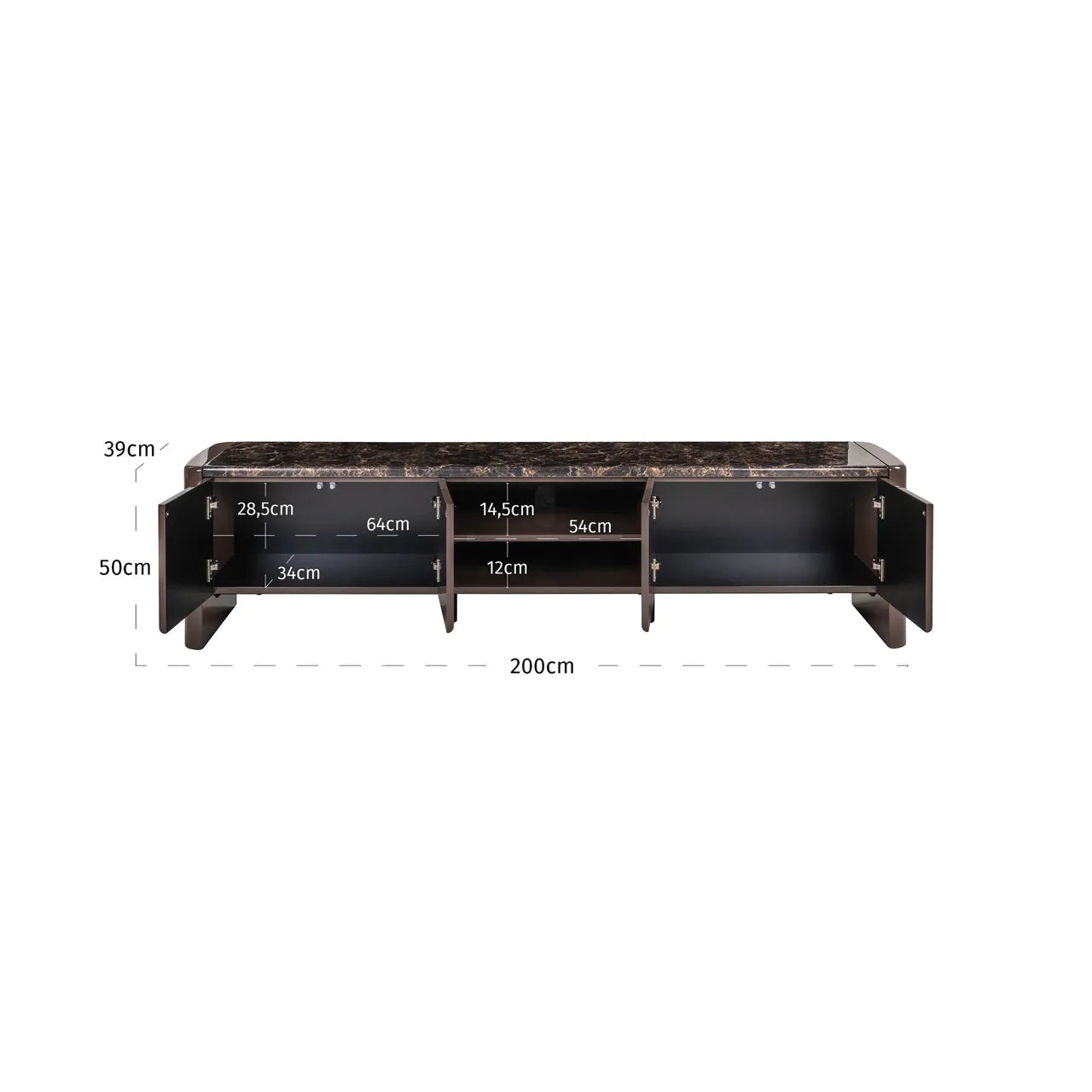 Richmond Interiors Almundi Chocolate Brown Faux Marble TV Unit