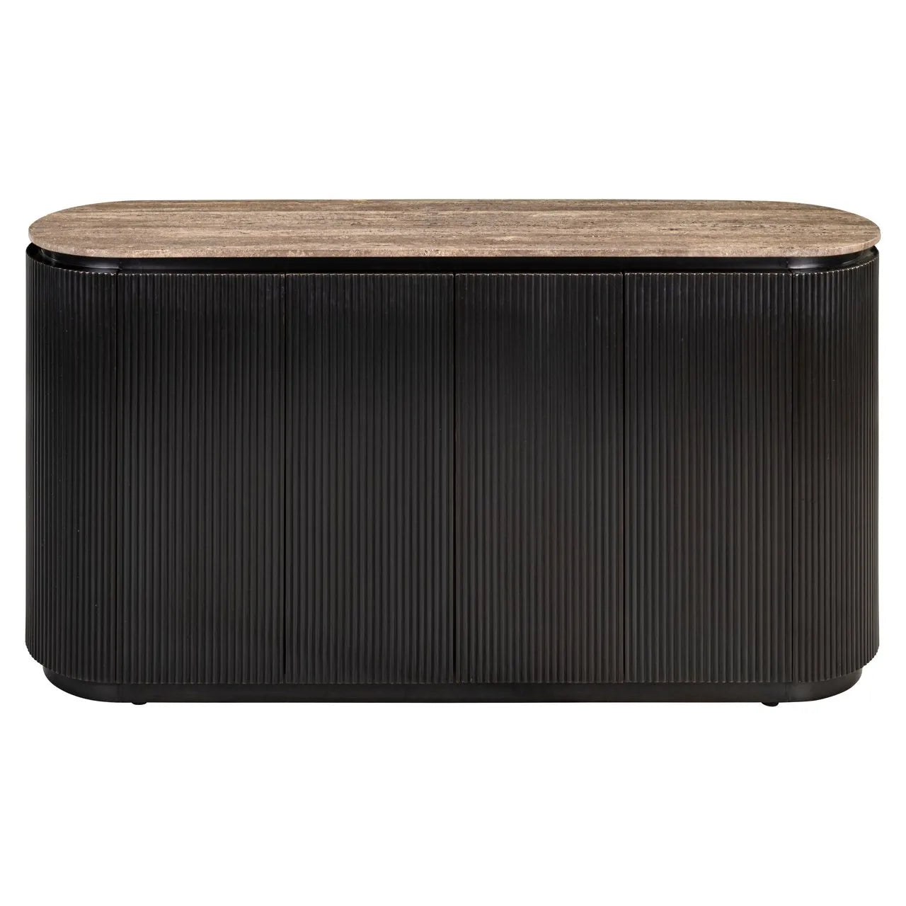 Richmond Interiors Russo Ash Brown Wood & Travertine Sideboard