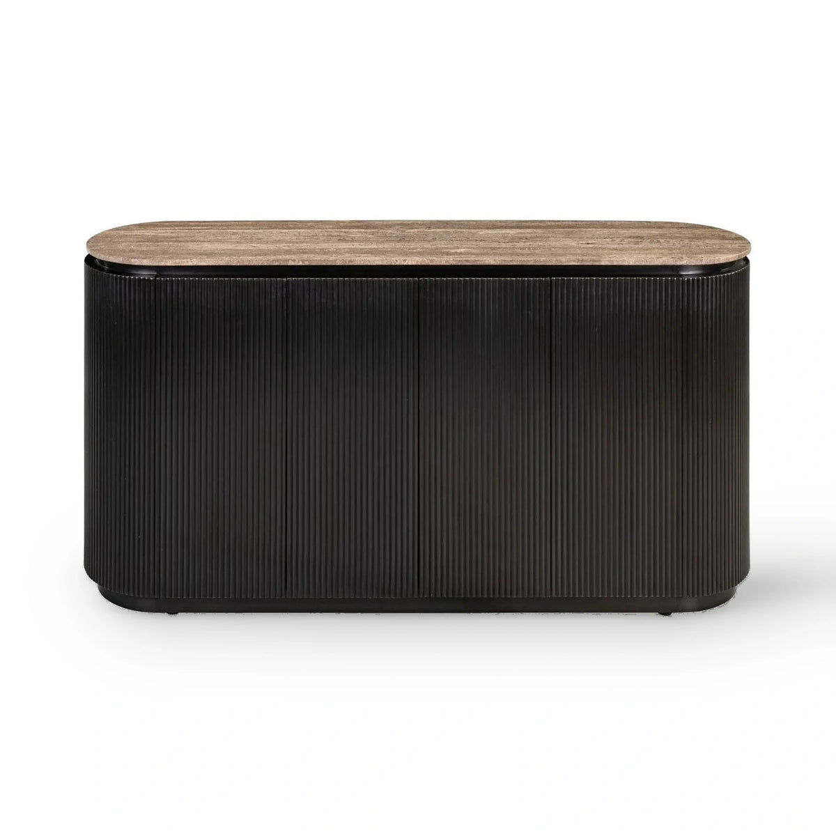 Richmond Interiors Russo Ash Brown Wood & Travertine Sideboard