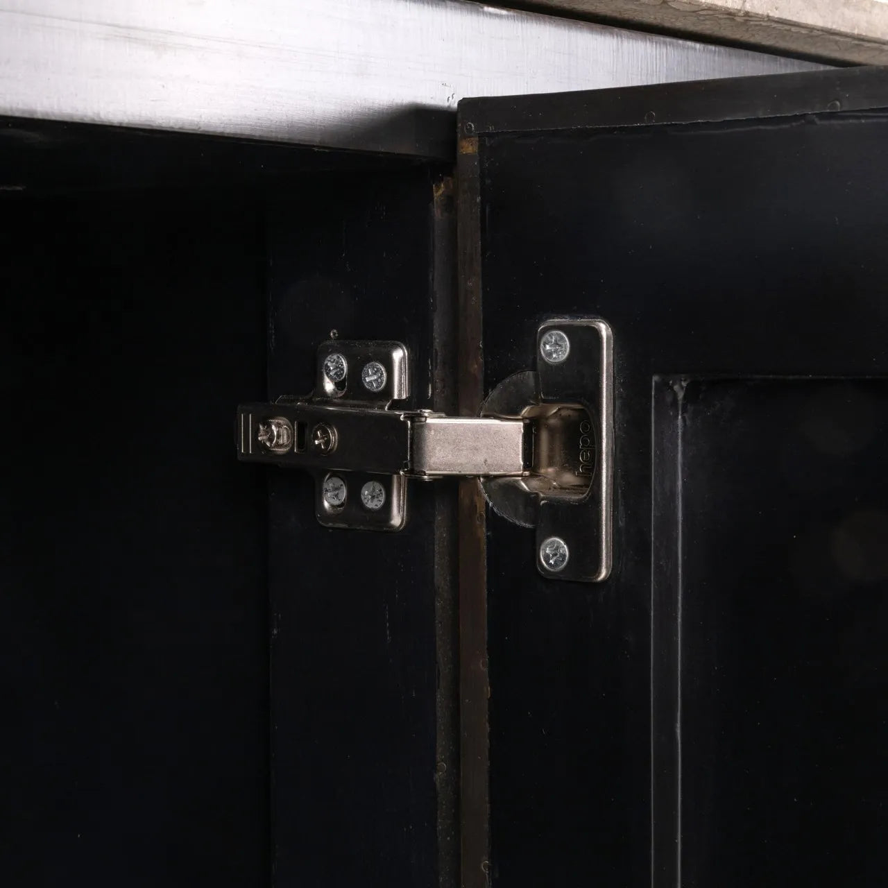 Richmond Interiors Russo Ash Brown Wood & Travertine Sideboard