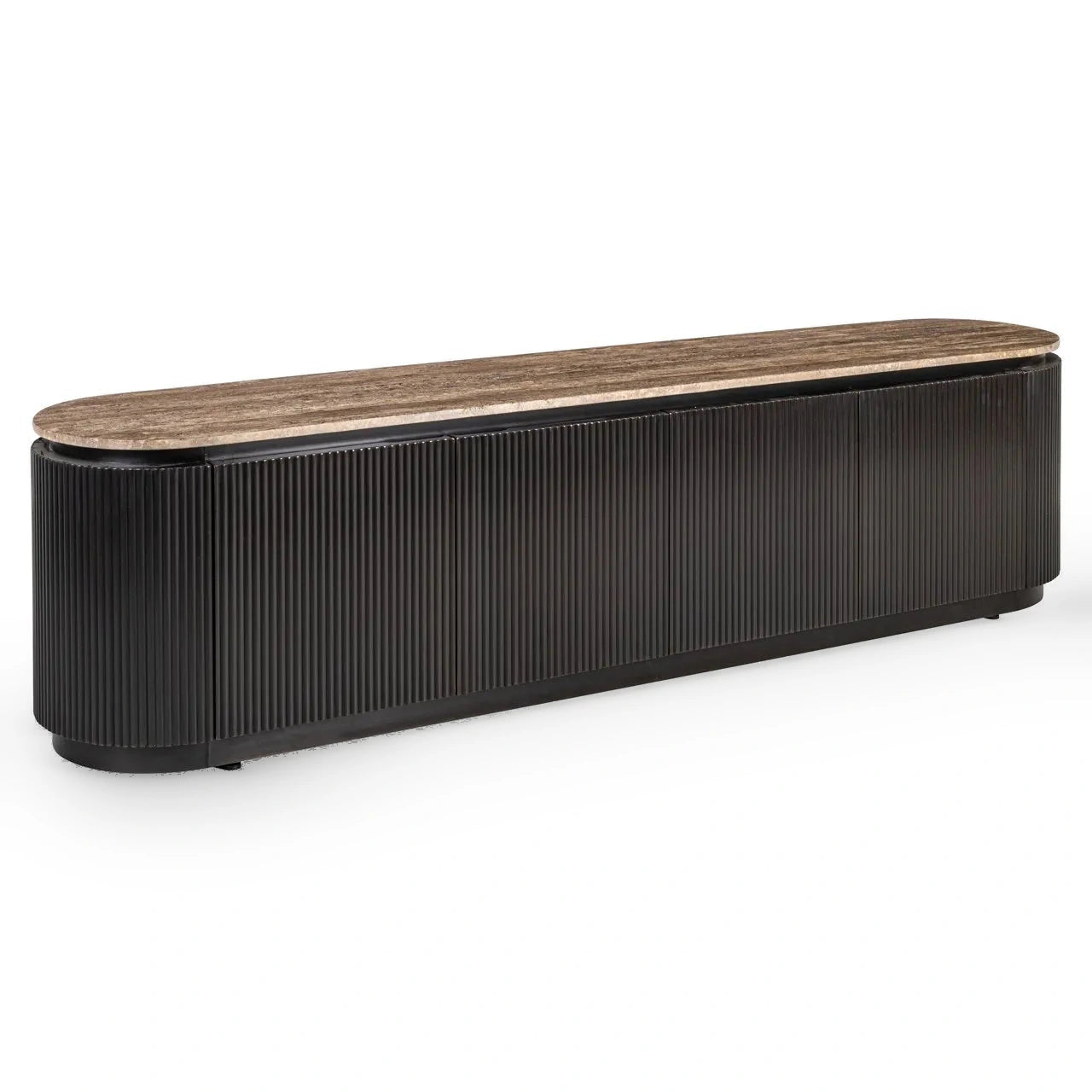 Richmond Interiors Russo Ash Brown Wood & Travertine TV Unit