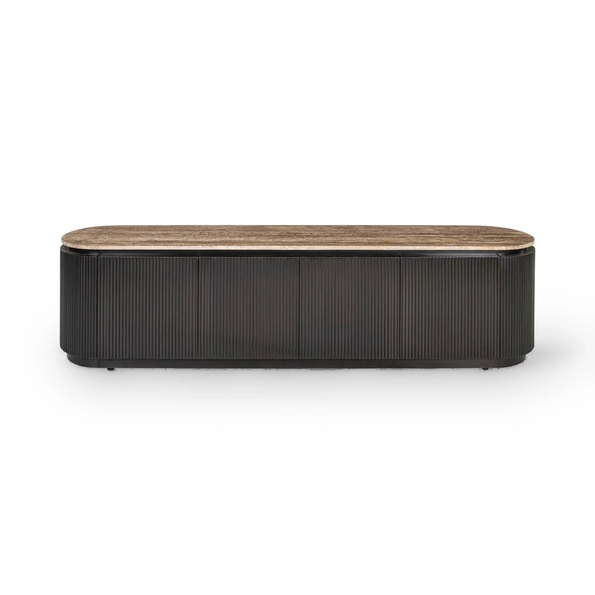 Richmond Interiors Russo Ash Brown Wood & Travertine TV Unit