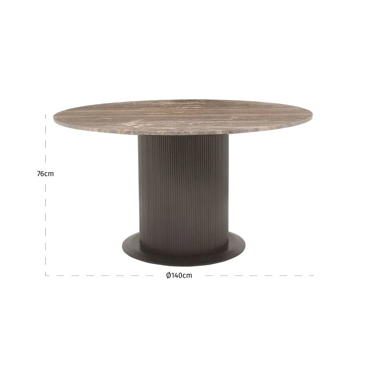 Richmond Interiors Russo Ash Brown & Travertine Round Dining Table 140cm