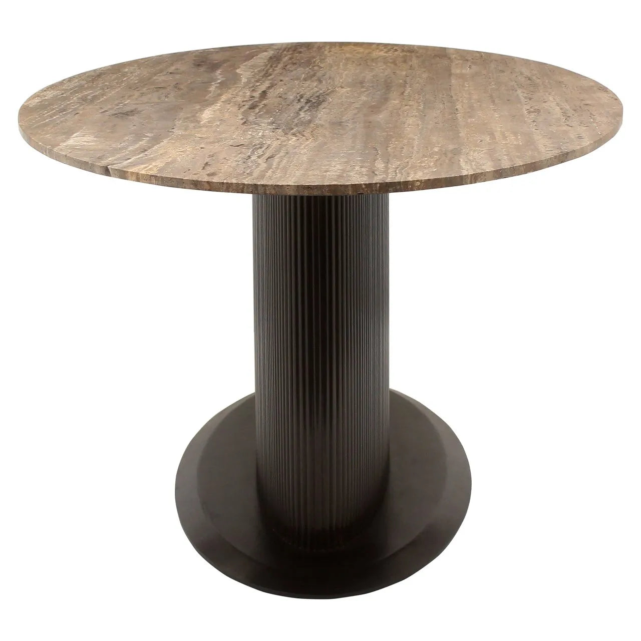 Richmond Interiors Russo Ash Brown Wood & Travertine Oval Dining Table 235cm