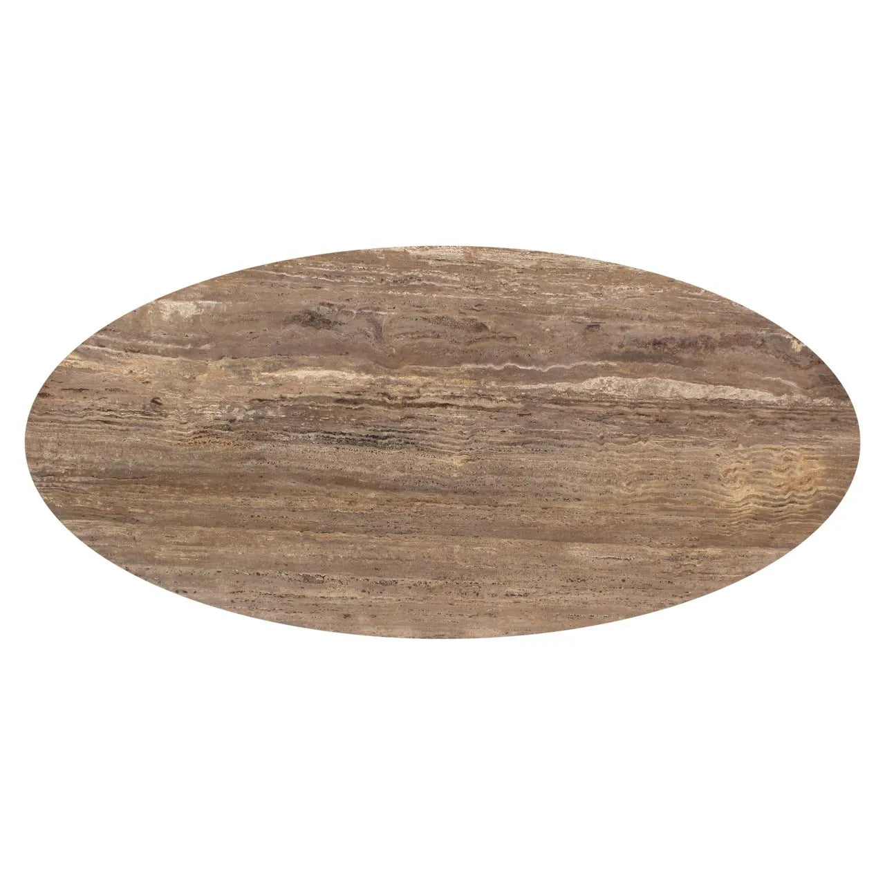 Richmond Interiors Russo Ash Brown Wood & Travertine Oval Dining Table 235cm