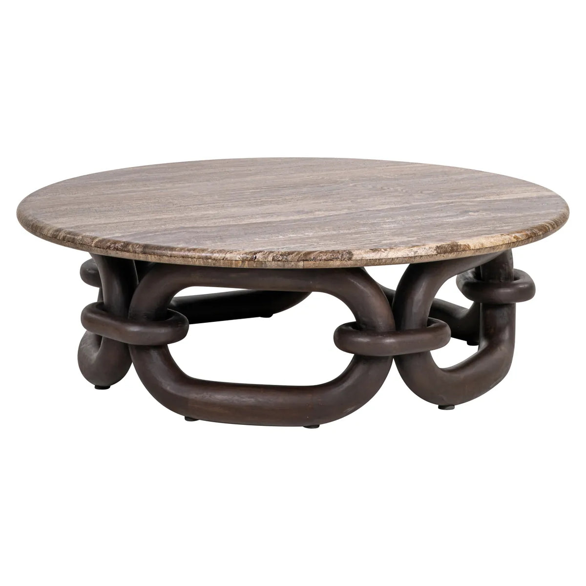 Richmond Interiors Chainey Ash Brown Travertine & Mango Wood Coffee Table