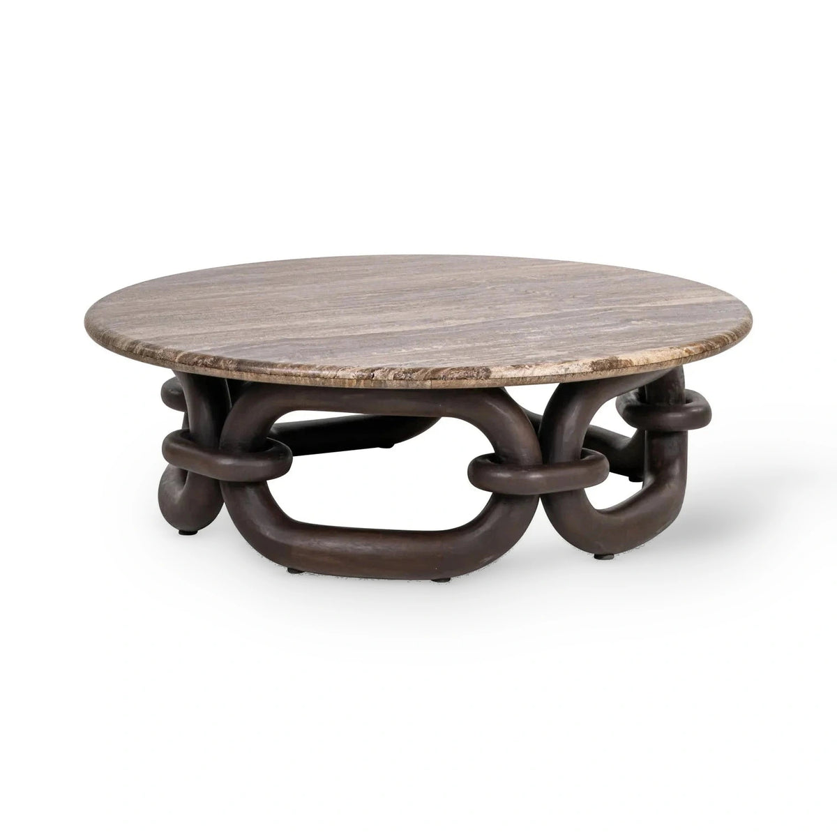 Richmond Interiors Chainey Ash Brown Travertine & Mango Wood Coffee Table