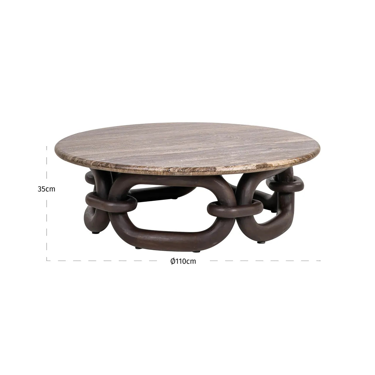 Richmond Interiors Chainey Ash Brown Travertine & Mango Wood Coffee Table