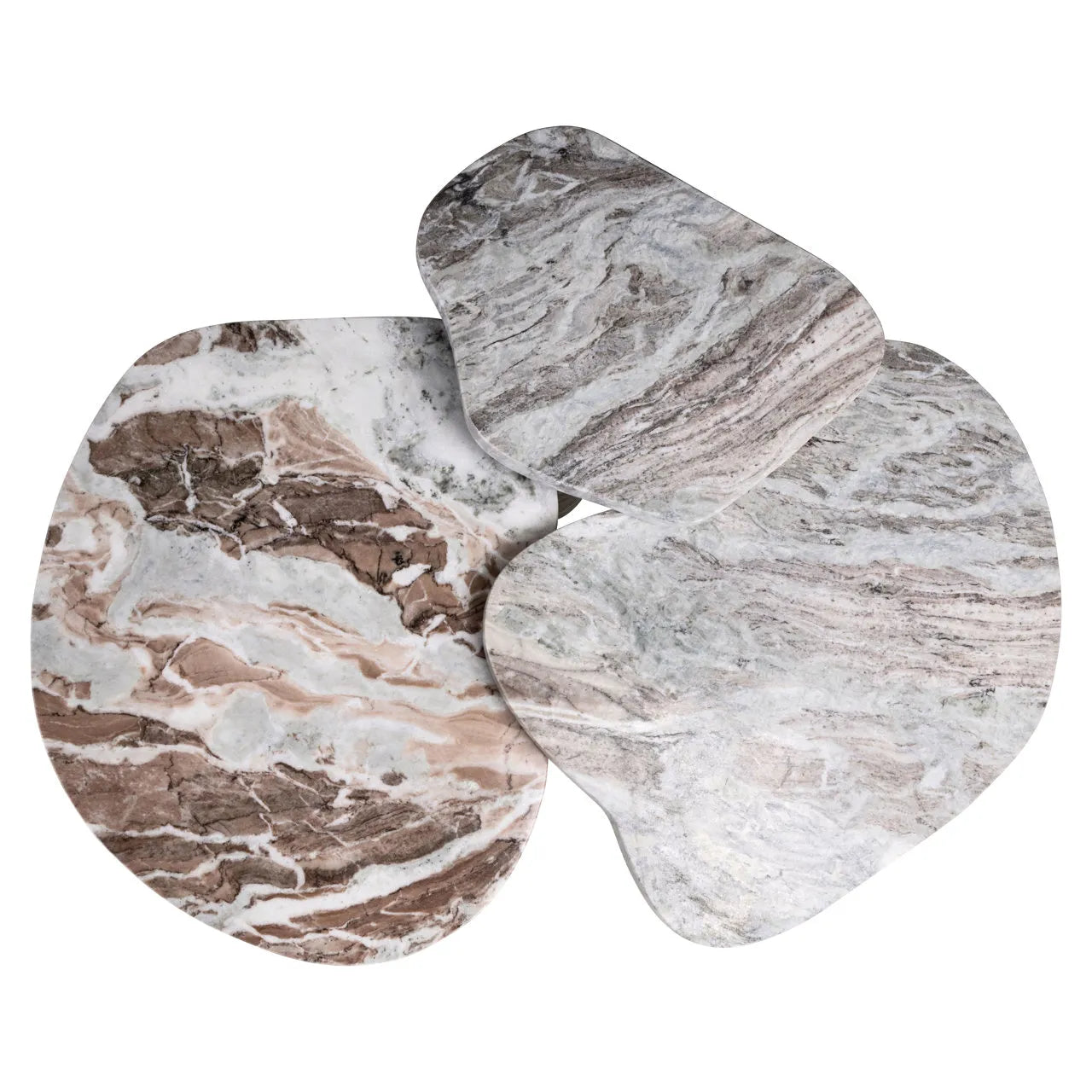 Richmond Interiors Set of 3 Camino Blush Beige/Grey Toronto Marble Coffee Tables