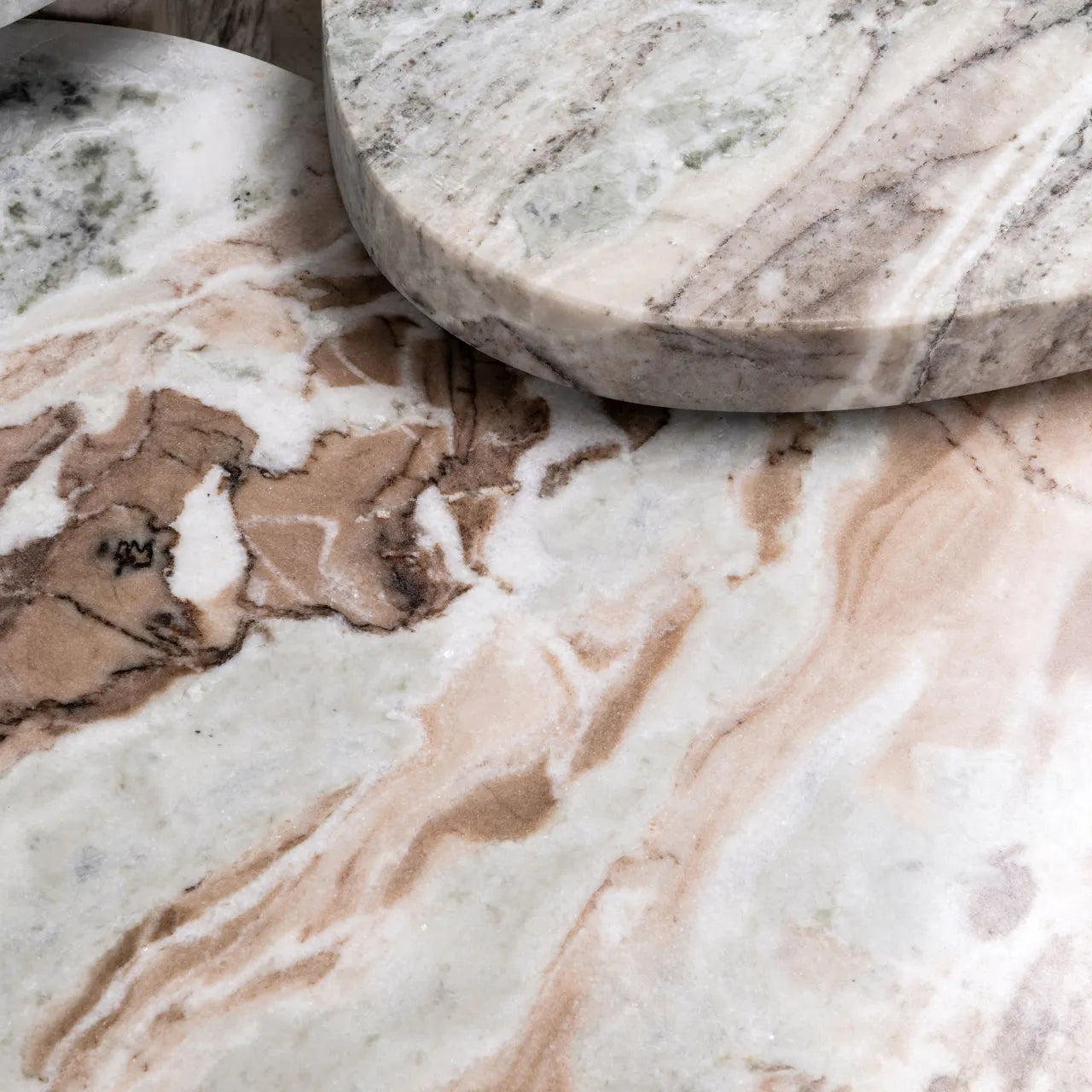 Richmond Interiors Set of 3 Camino Blush Beige/Grey Toronto Marble Coffee Tables