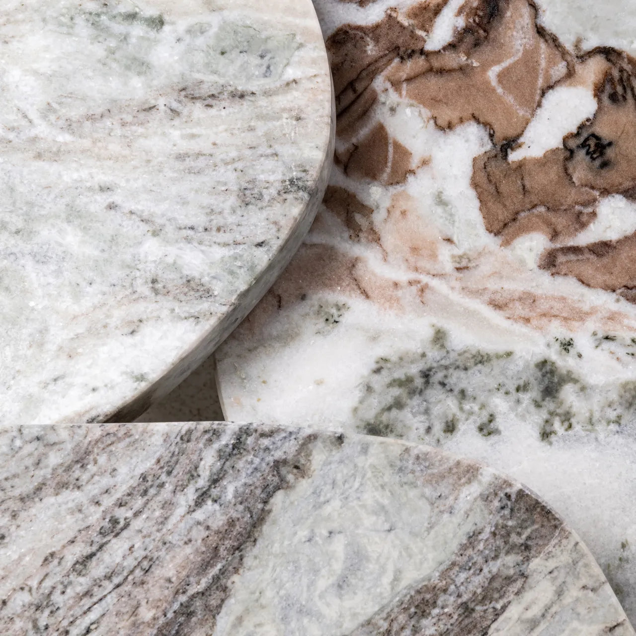 Richmond Interiors Set of 3 Camino Blush Beige/Grey Toronto Marble Coffee Tables