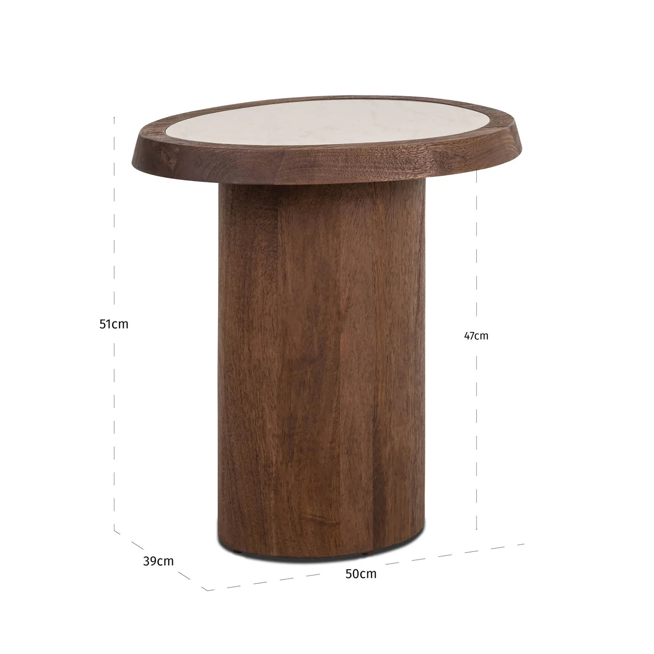 Richmond Interiors Melrose Spice Brown Wood & Marble Side Table