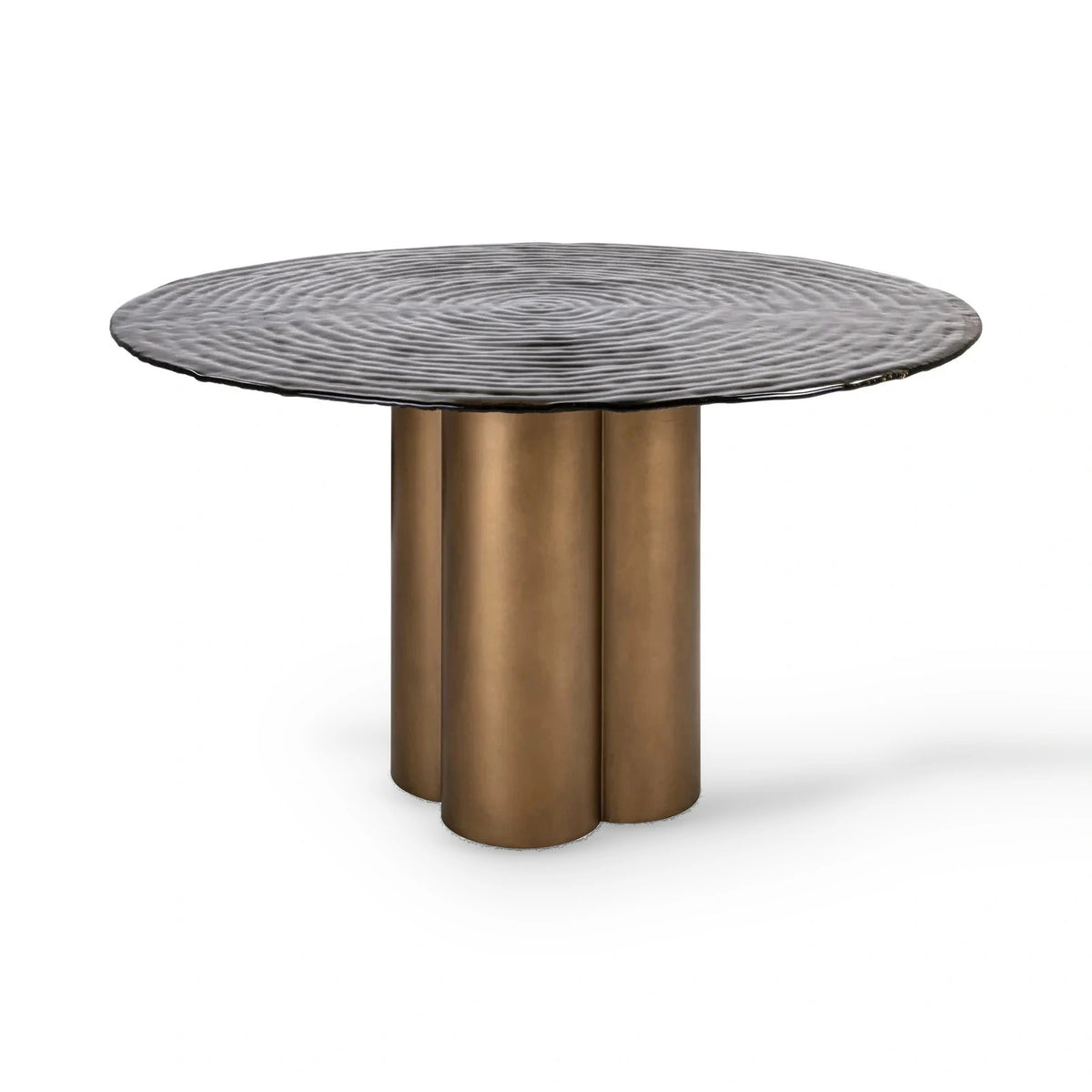 Richmond Interiors Glastonburry Antique Gold Glass Round Dining Table 135cm