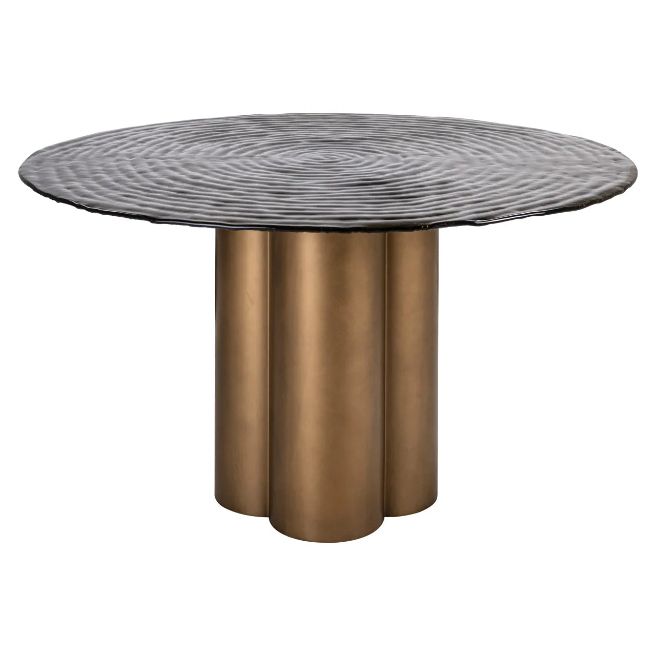 Richmond Interiors Glastonburry Antique Gold Glass Round Dining Table 135cm