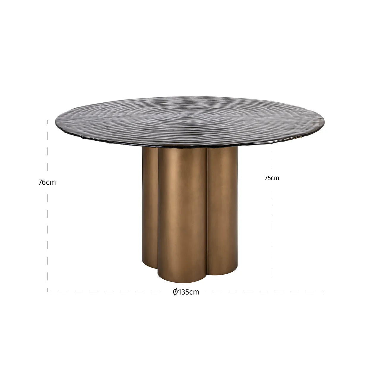Richmond Interiors Glastonburry Antique Gold Glass Round Dining Table 135cm