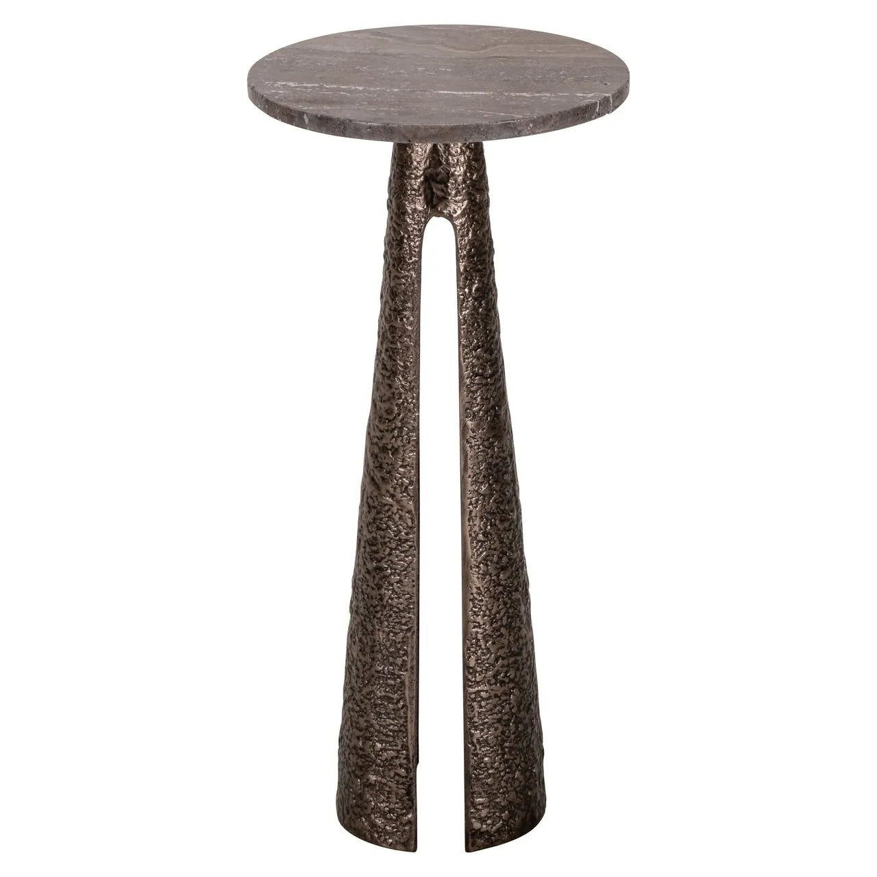 Richmond Interiors Eldora Bronze & Brown Marble Side Table 30cm