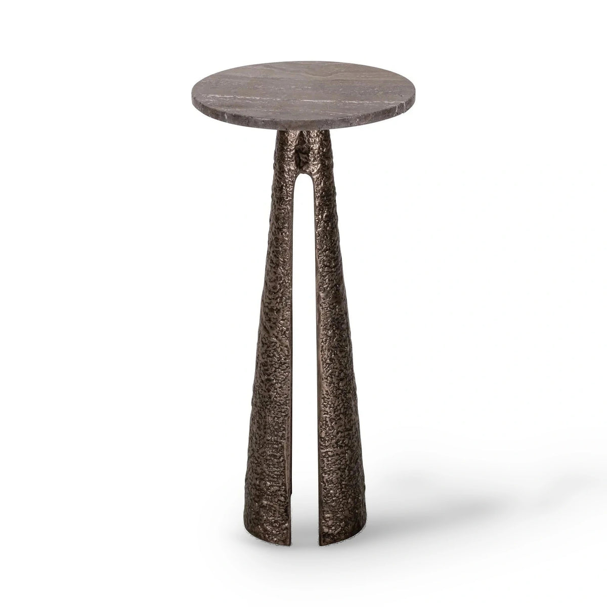 Richmond Interiors Eldora Bronze & Brown Marble Side Table 30cm