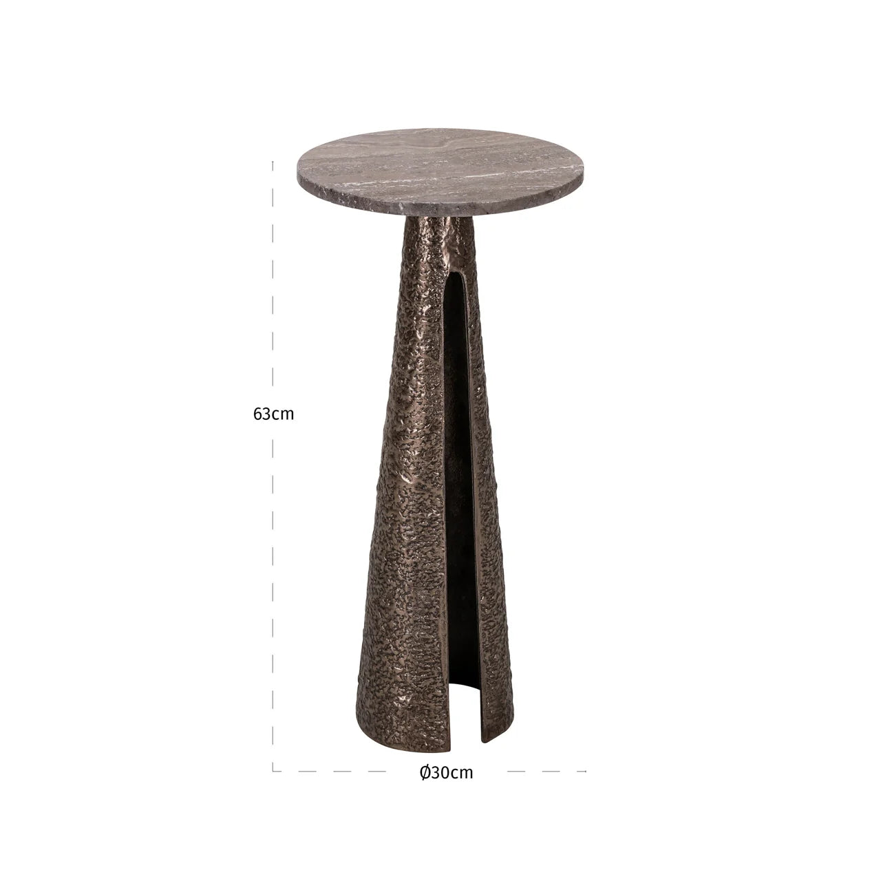Richmond Interiors Eldora Bronze & Brown Marble Side Table 30cm