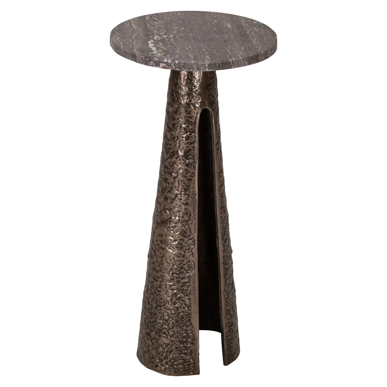 Richmond Interiors Eldora Bronze & Brown Marble Side Table 25cm