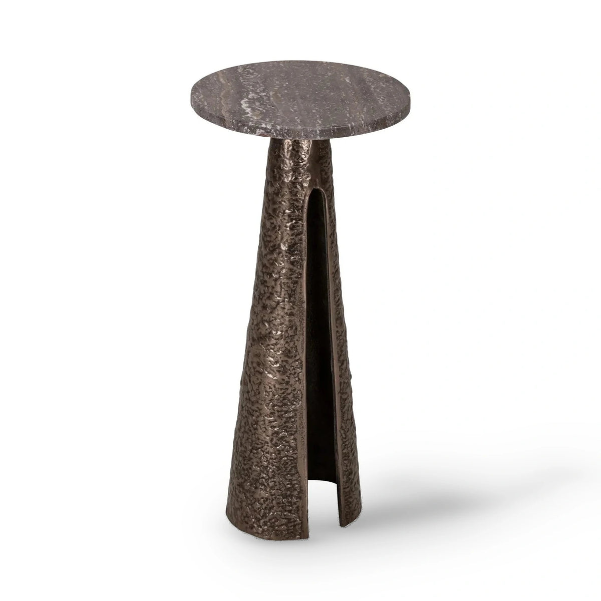 Richmond Interiors Eldora Bronze & Brown Marble Side Table 25cm