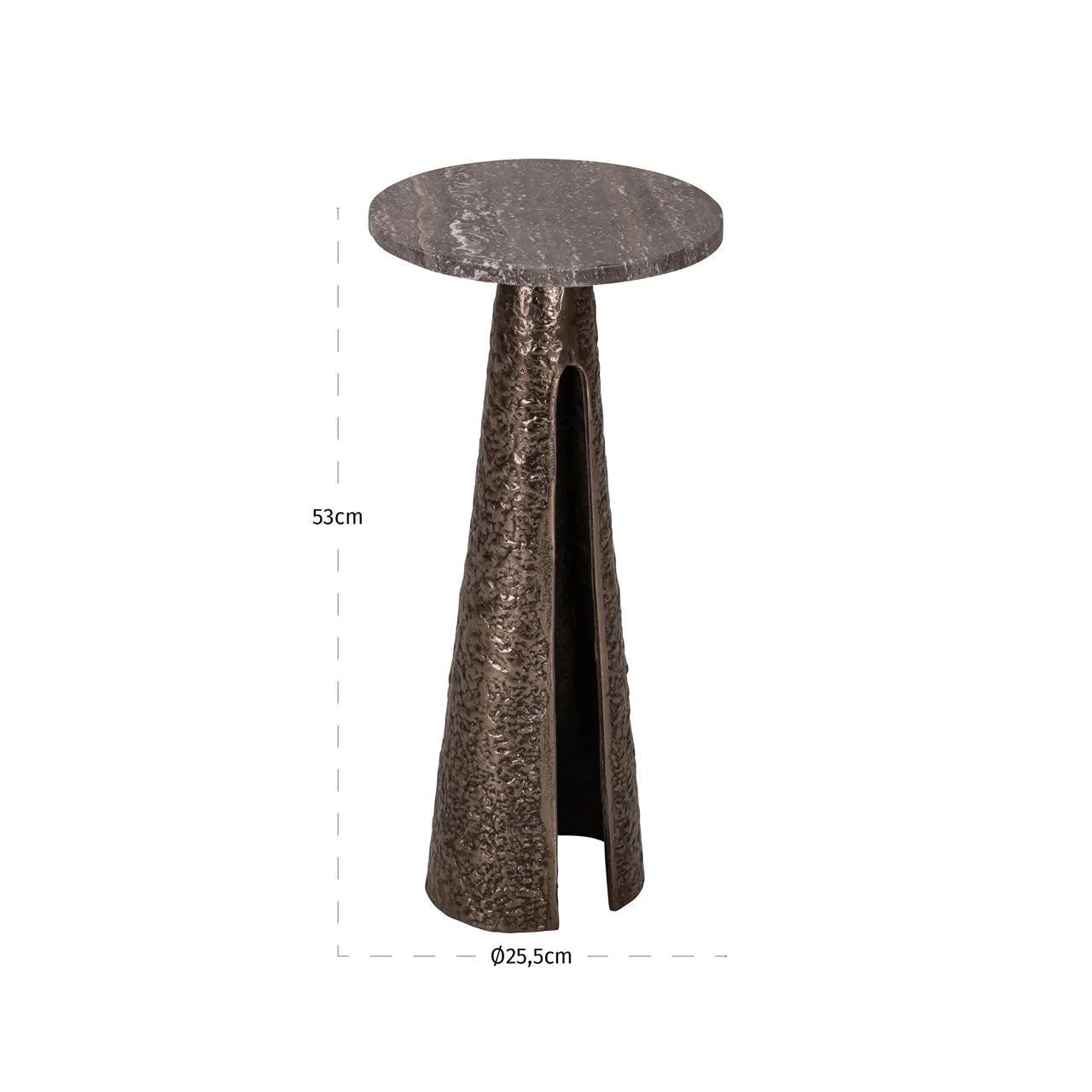Richmond Interiors Eldora Bronze & Brown Marble Side Table 25cm