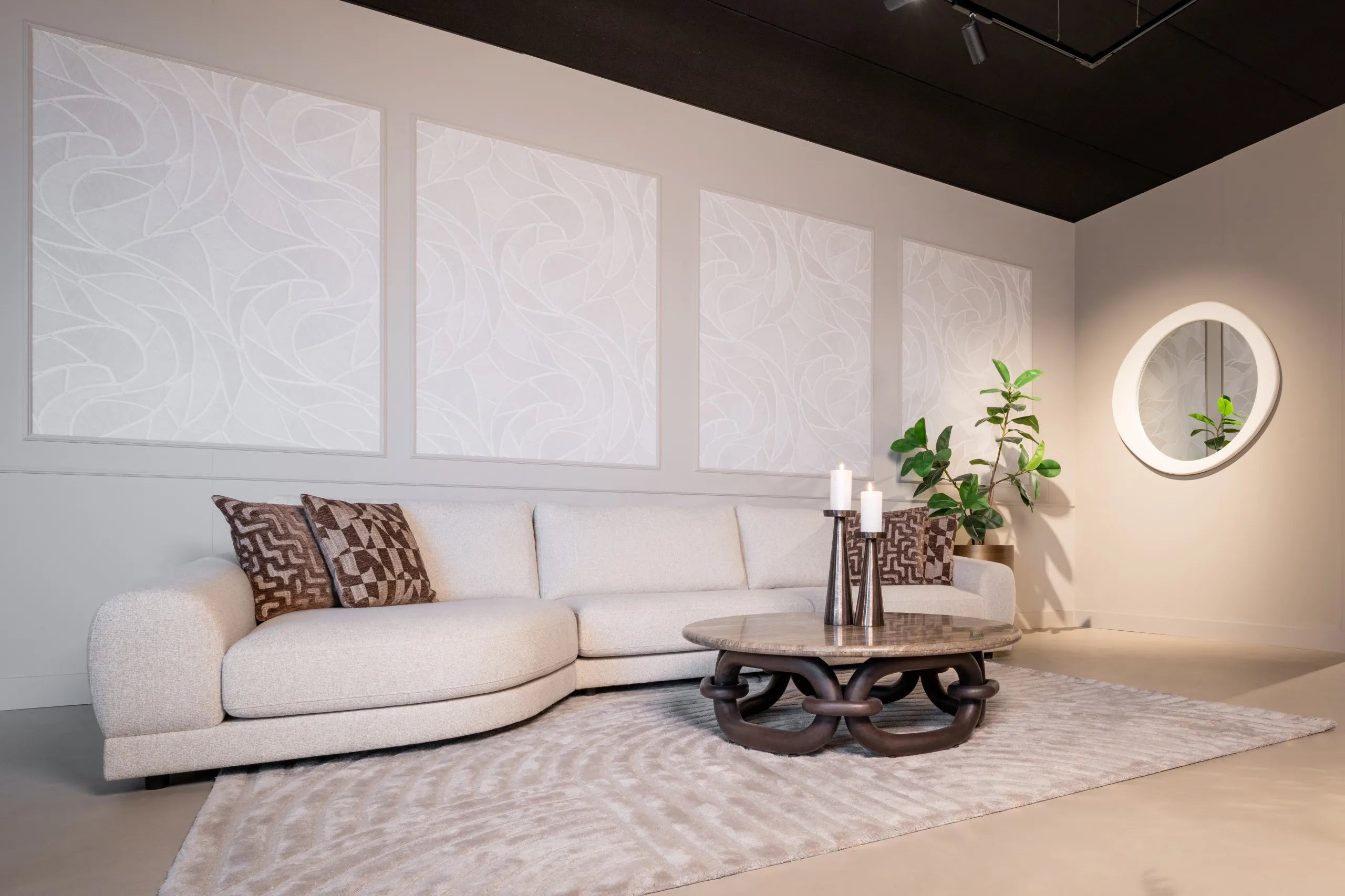 Richmond Interiors Chainey Ash Brown Travertine & Mango Wood Coffee Table