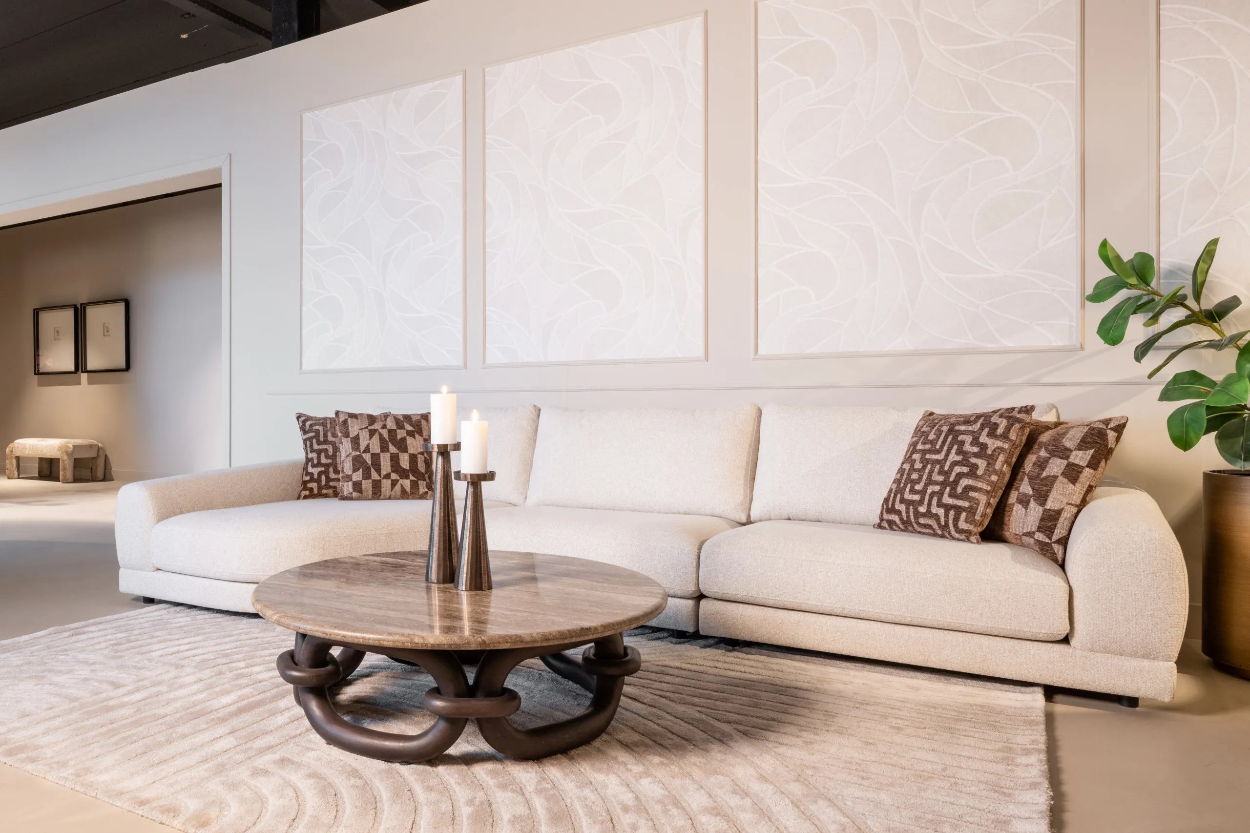 Richmond Interiors Chainey Ash Brown Travertine & Mango Wood Coffee Table