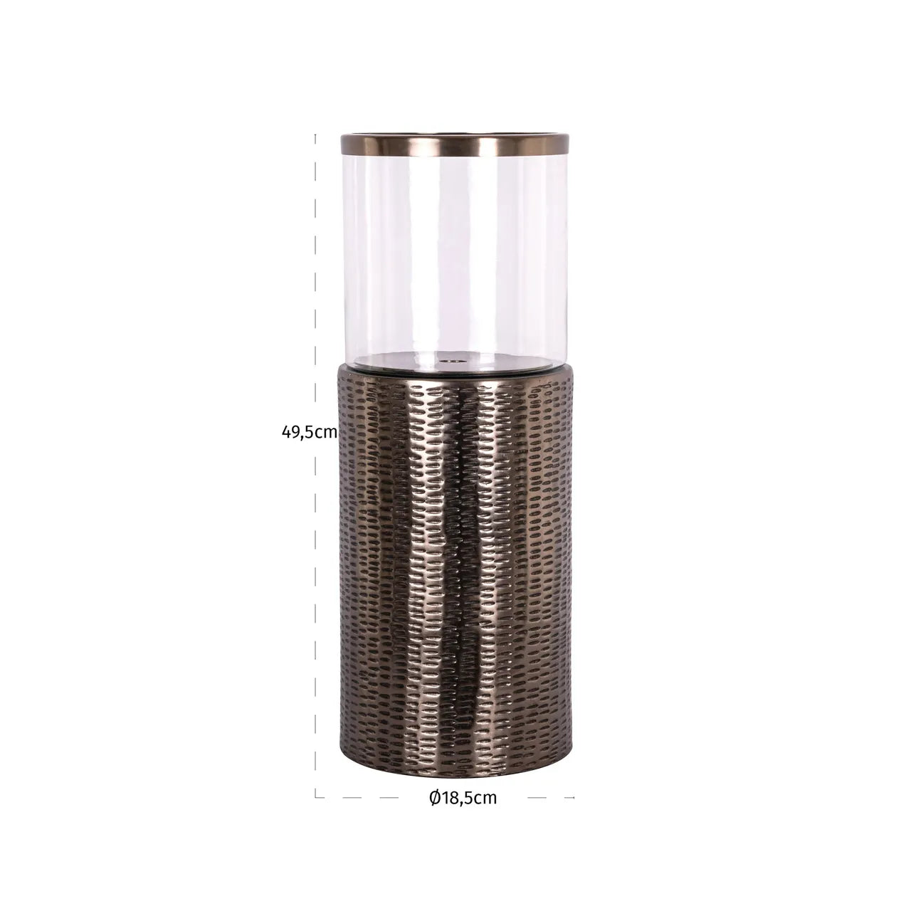 Richmond Interiors Faylen Bronze Glass Hurricane Candle Holder Small