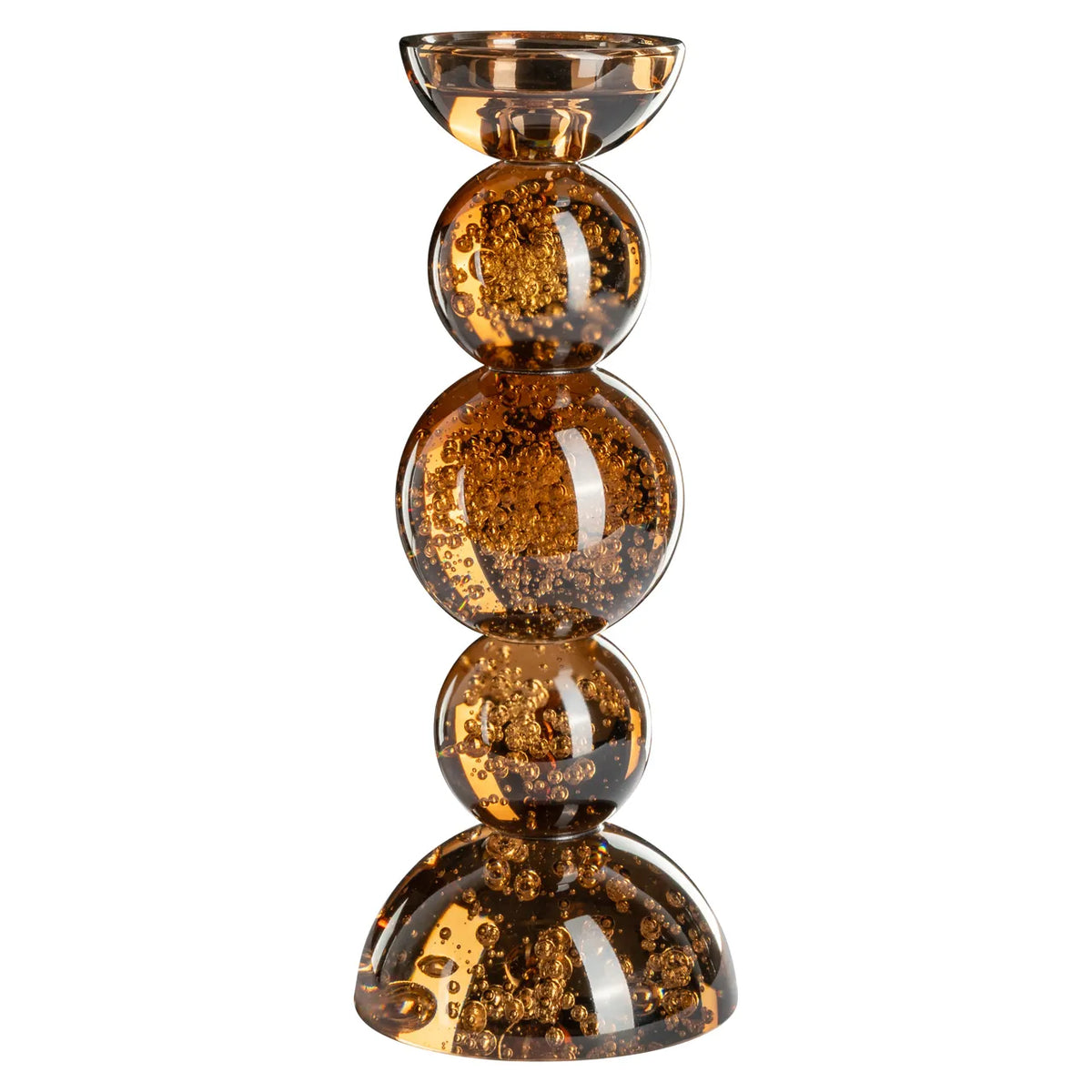 Richmond Interiors Jolita Brown Glass Candle Holder Small