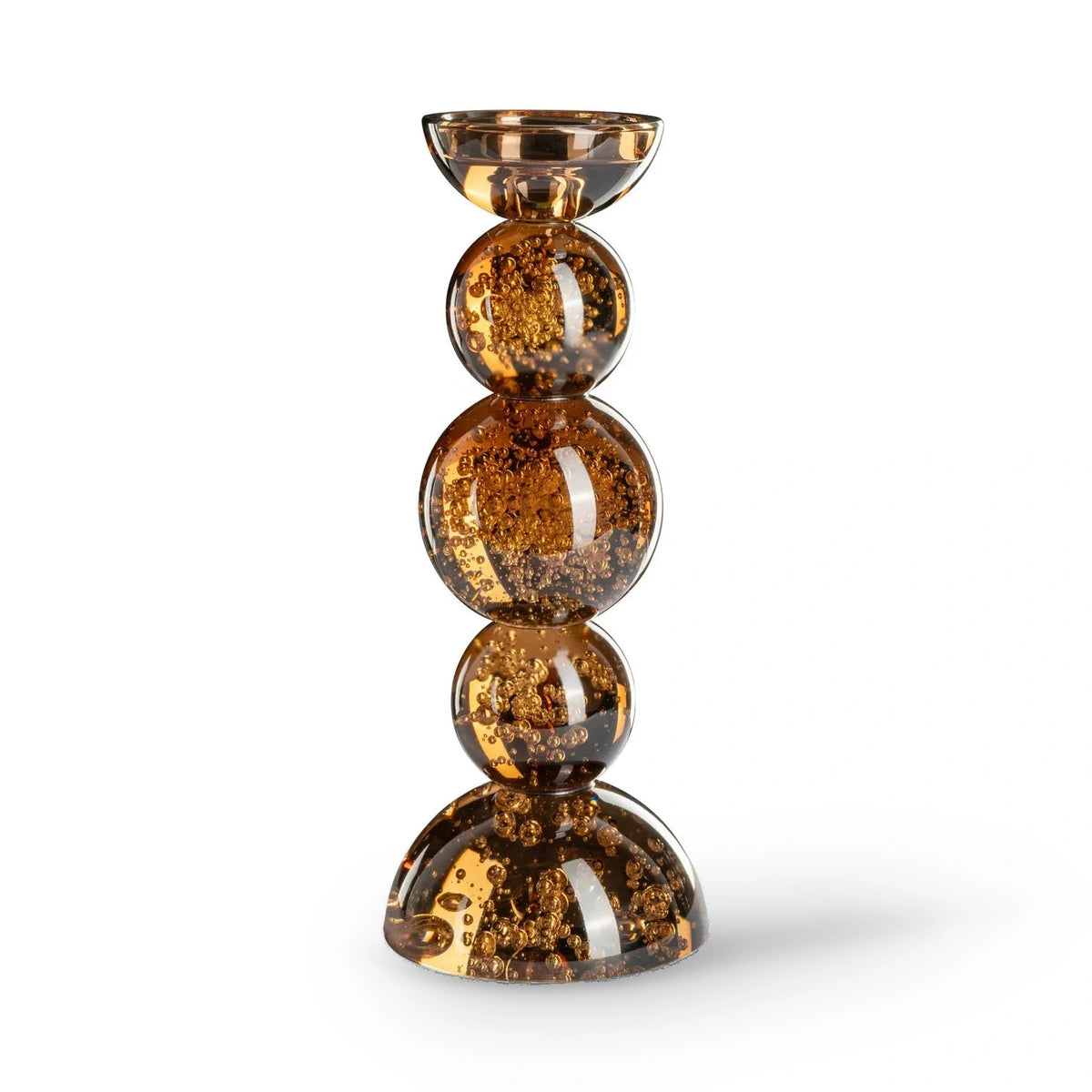 Richmond Interiors Jolita Brown Glass Candle Holder Small
