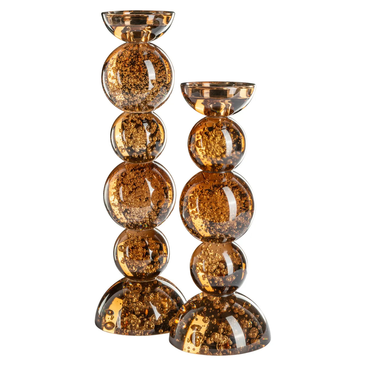 Richmond Interiors Jolita Brown Glass Candle Holder Small