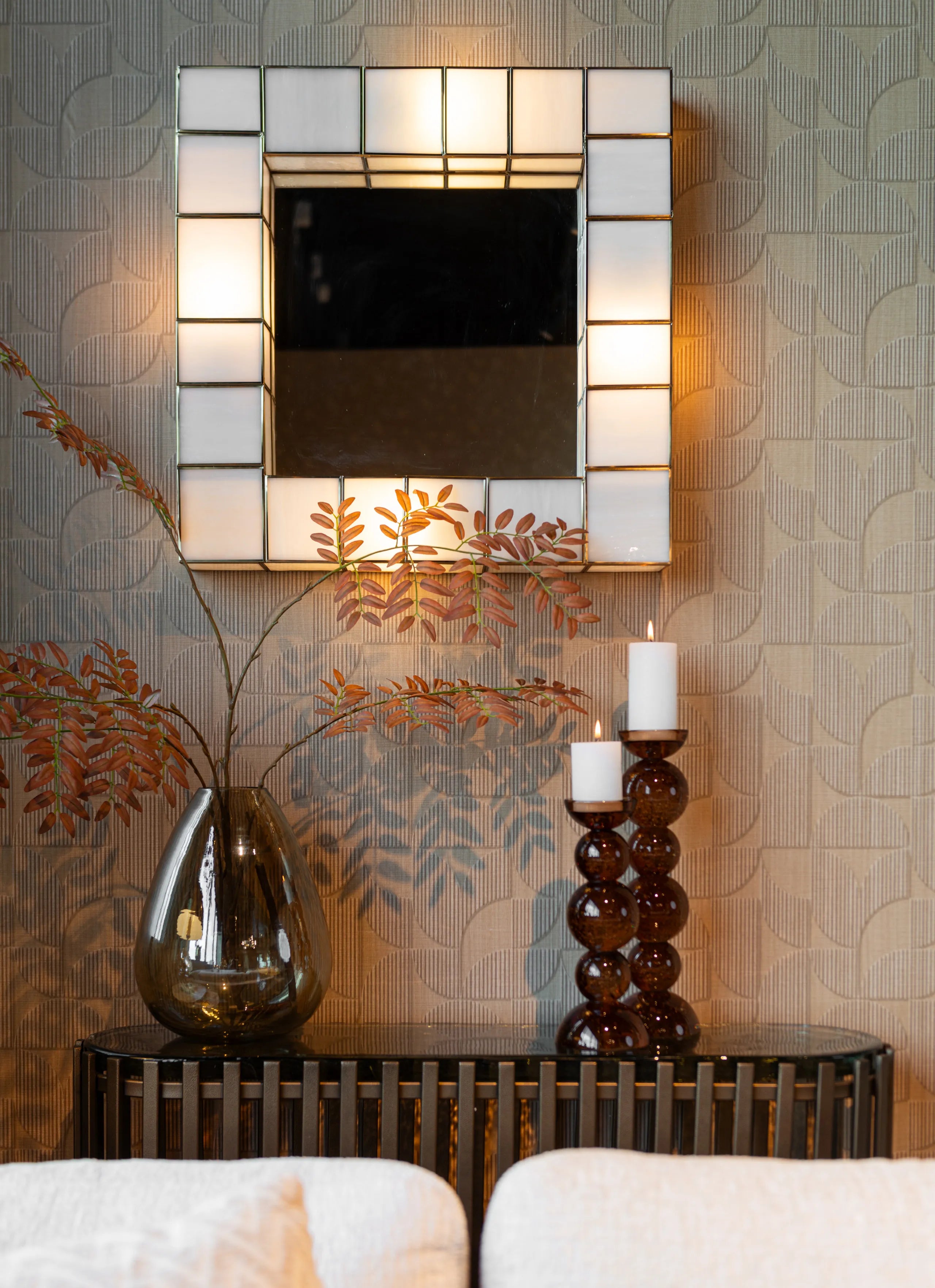Richmond Interiors Luma Antique Brass Glass Wall Light
