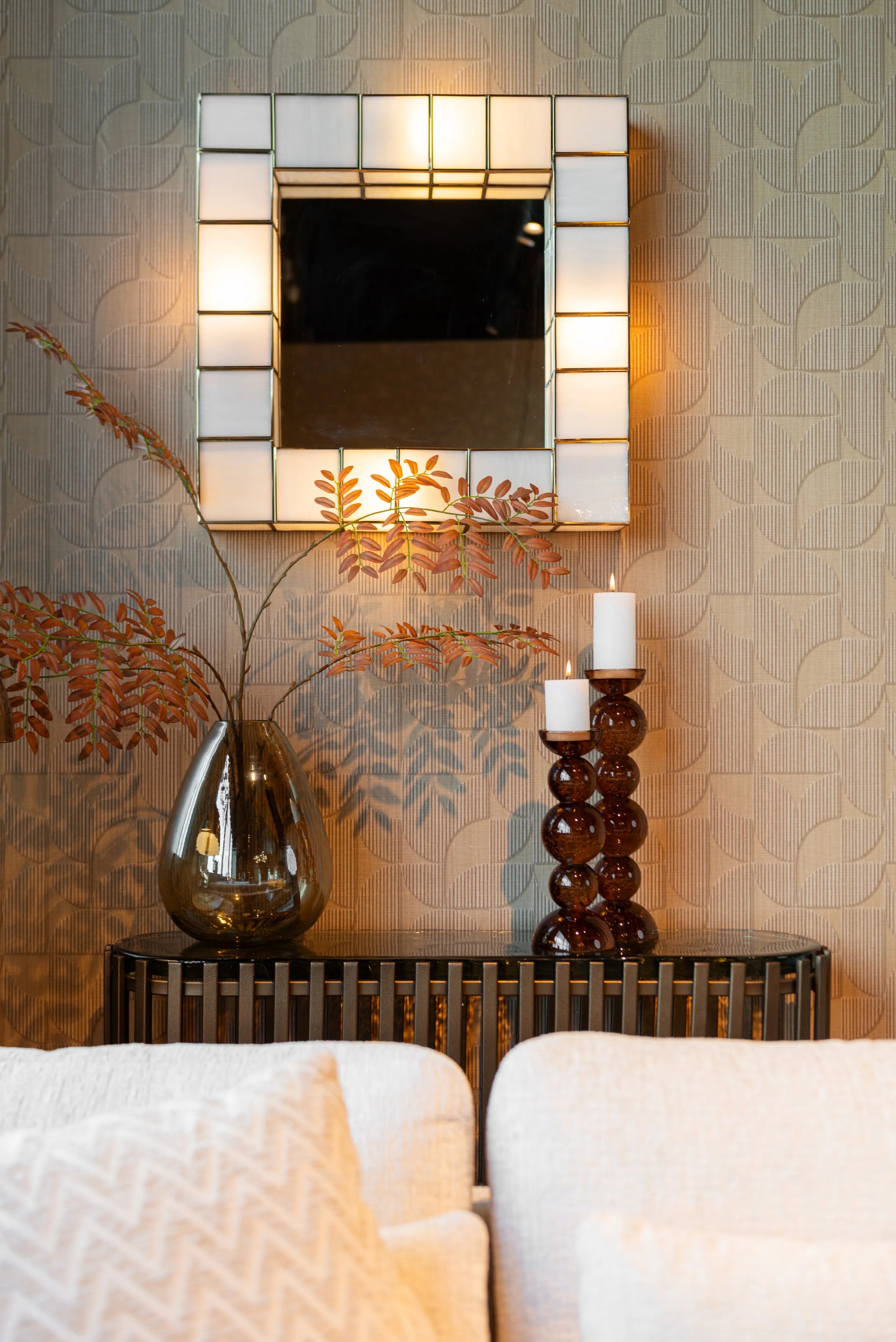 Richmond Interiors Luma Antique Brass Glass Wall Light