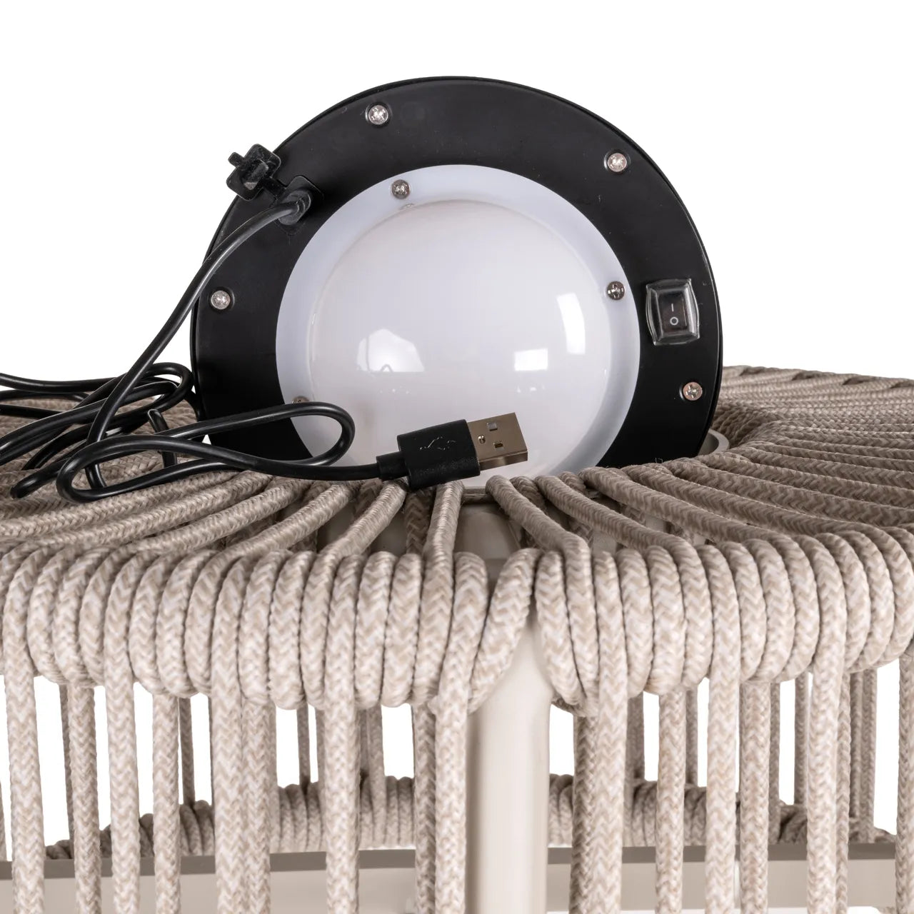 Richmond Interiors Lunar Light Beige Olefin & Rope Outdoor Floor Lamp