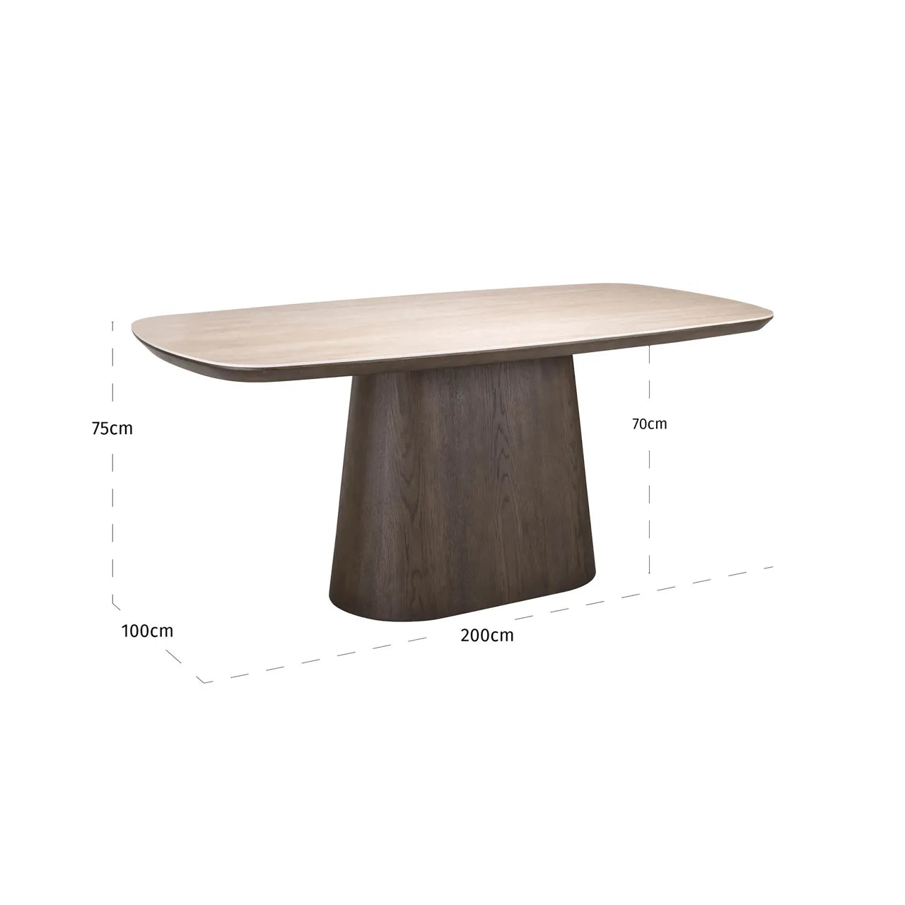 Richmond Interiors Ritz Brown Travertine Ceramic & Oak Wood Dining Table 200cm