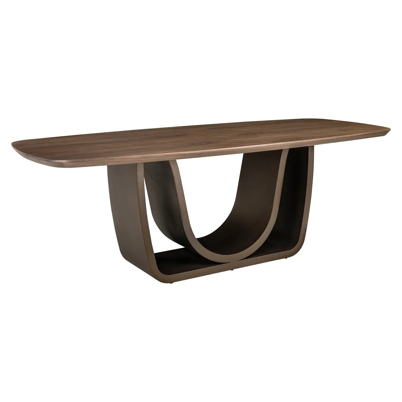 Richmond Interiors Windsor Walnut Brown Wood & Brass Base Dining Table 230cm