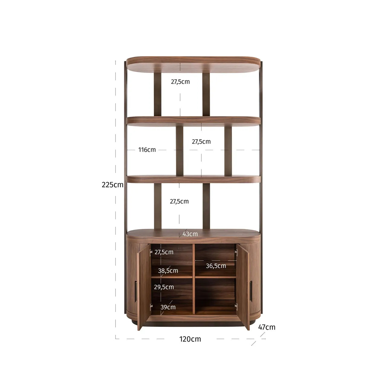 Richmond Interiors Windsor Walnut Brown Wood Display Cabinet