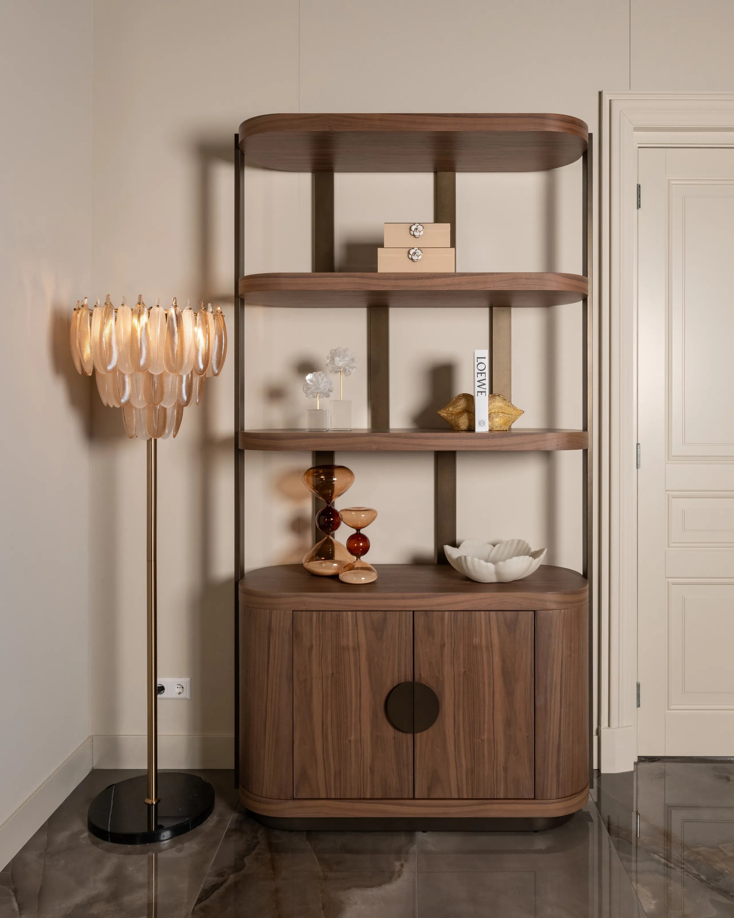 Richmond Interiors Windsor Walnut Brown Wood Display Cabinet