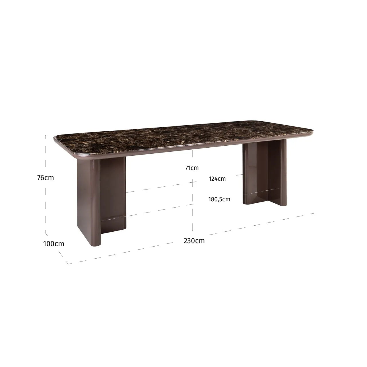 Richmond Interiors Almundi Chocolate Brown Faux Marble Dining Table 230cm