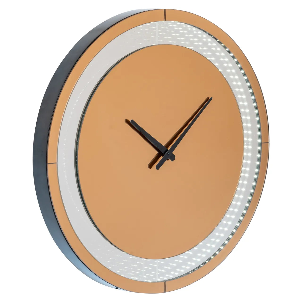 Richmond Interiors Julia Brown LED Clock Mirrored Glass Wall Light